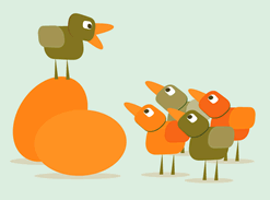 Image of cartoon birds listening to a teacher