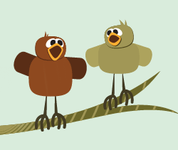 Image of cartoon birds happy and talking to each other
